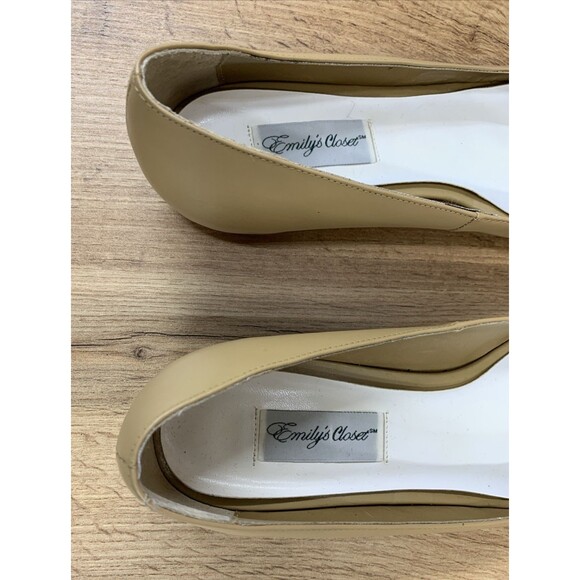 Emily's Closet Women's Leather Open Toe Petal Skimmer Sandals 9 M MEDIUM Beige - Picture 15 of 16